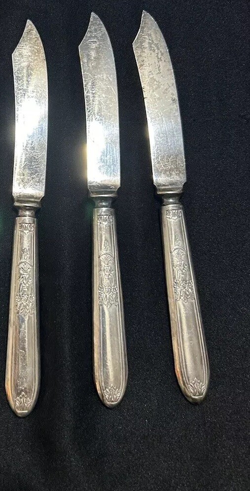 3 Vtg 1847 Rogers Bros Ambassador Fruit Knives International Silver Plate 1919