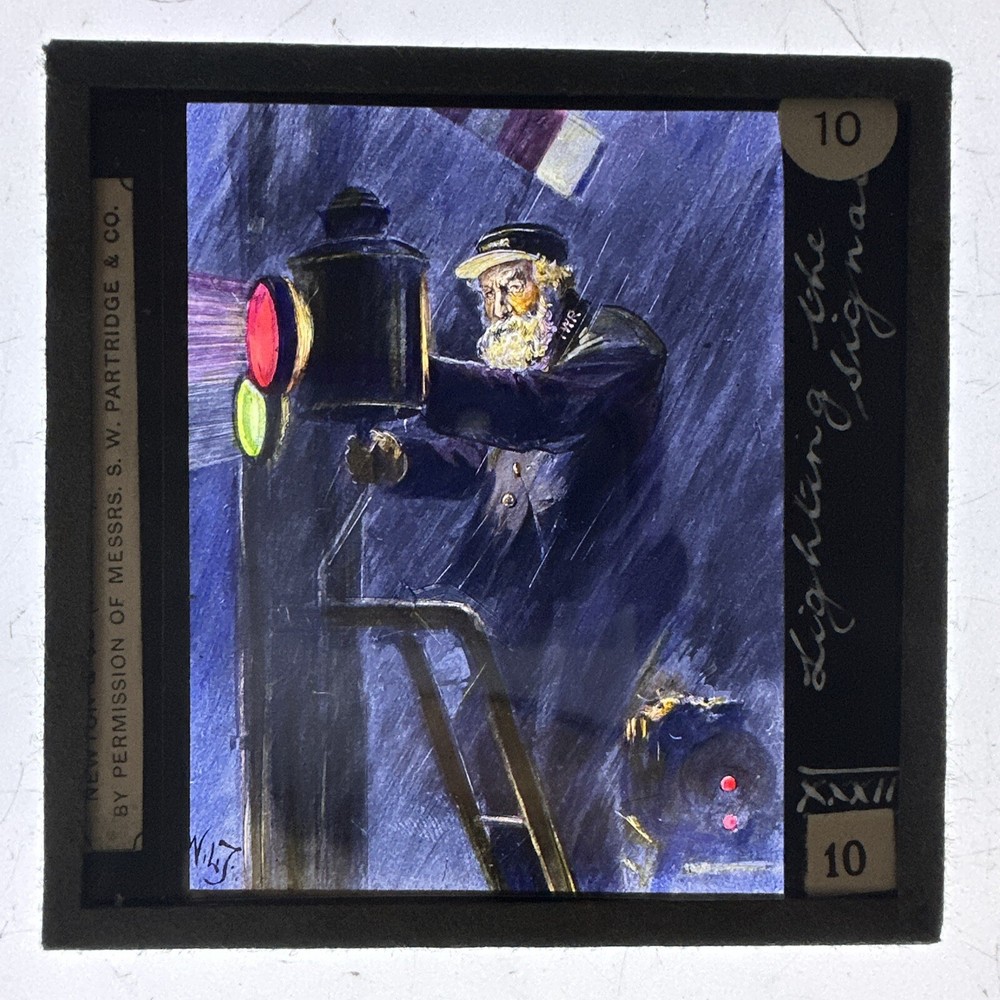 Antique Magic Lantern Slide Lighting The Signal Railway Related