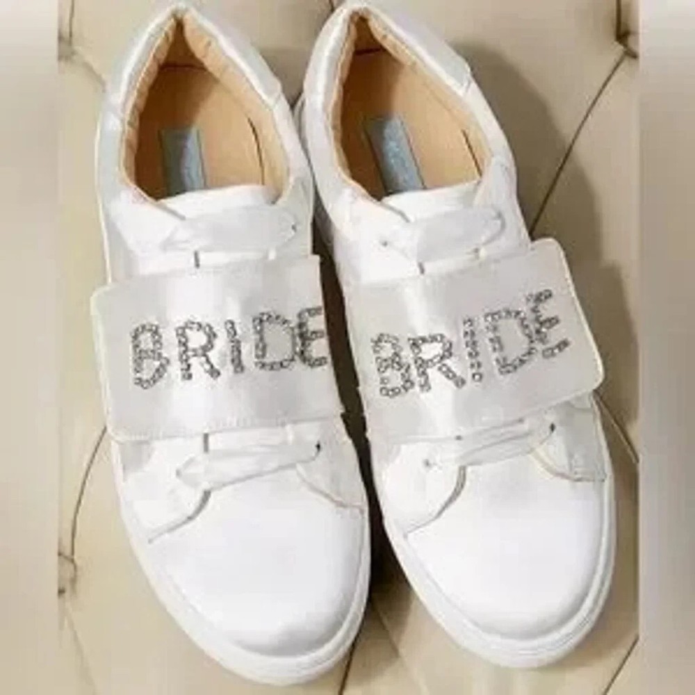 Blue by Betsey Johnson Liana Satin Jeweled Bride Wedding  Sneakers NWOB Size 9.5