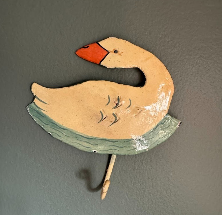 Vintage Metal Folk Art Goose Wall Hanger