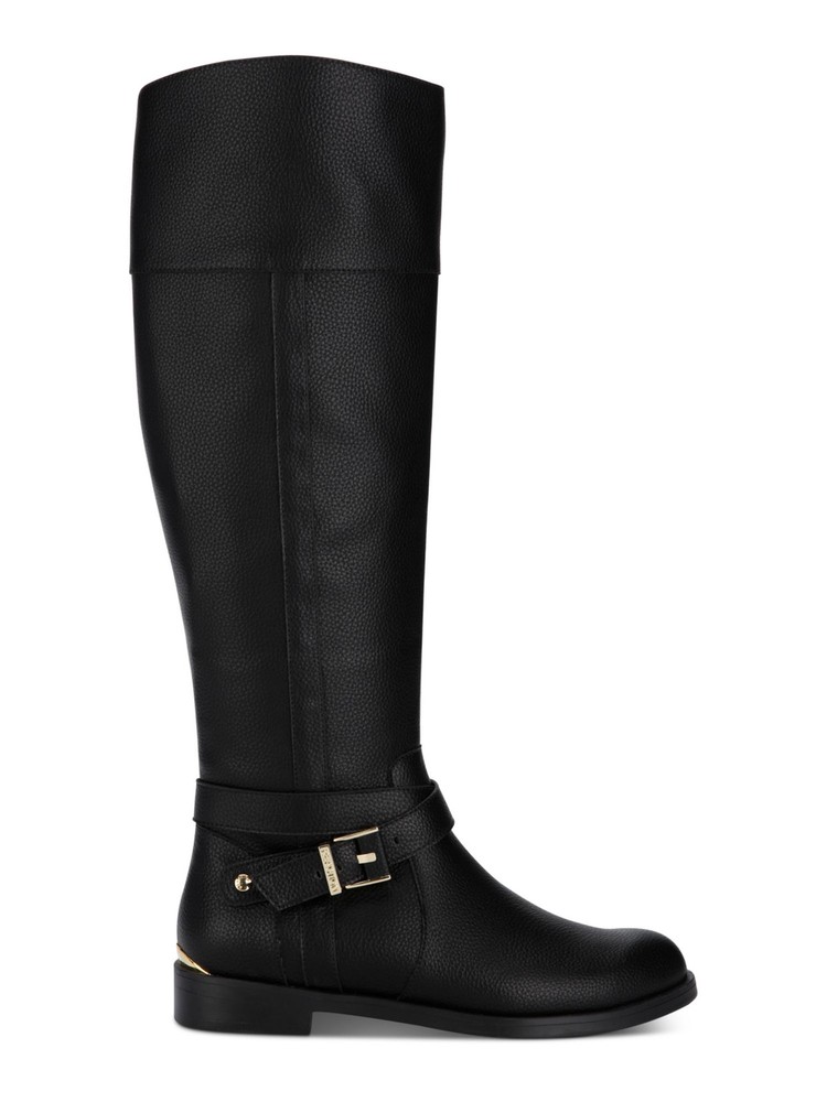 REACTIVE Womens Black Thermoplastic Gold Heel Wind Almond Toe Riding Boot 6.5 M