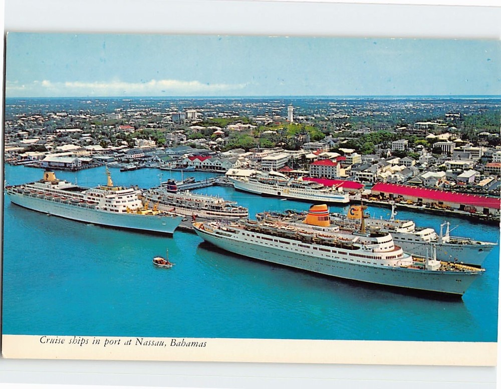 Postcard Cruise ship at Prince George Wharf Nassau Bahamas