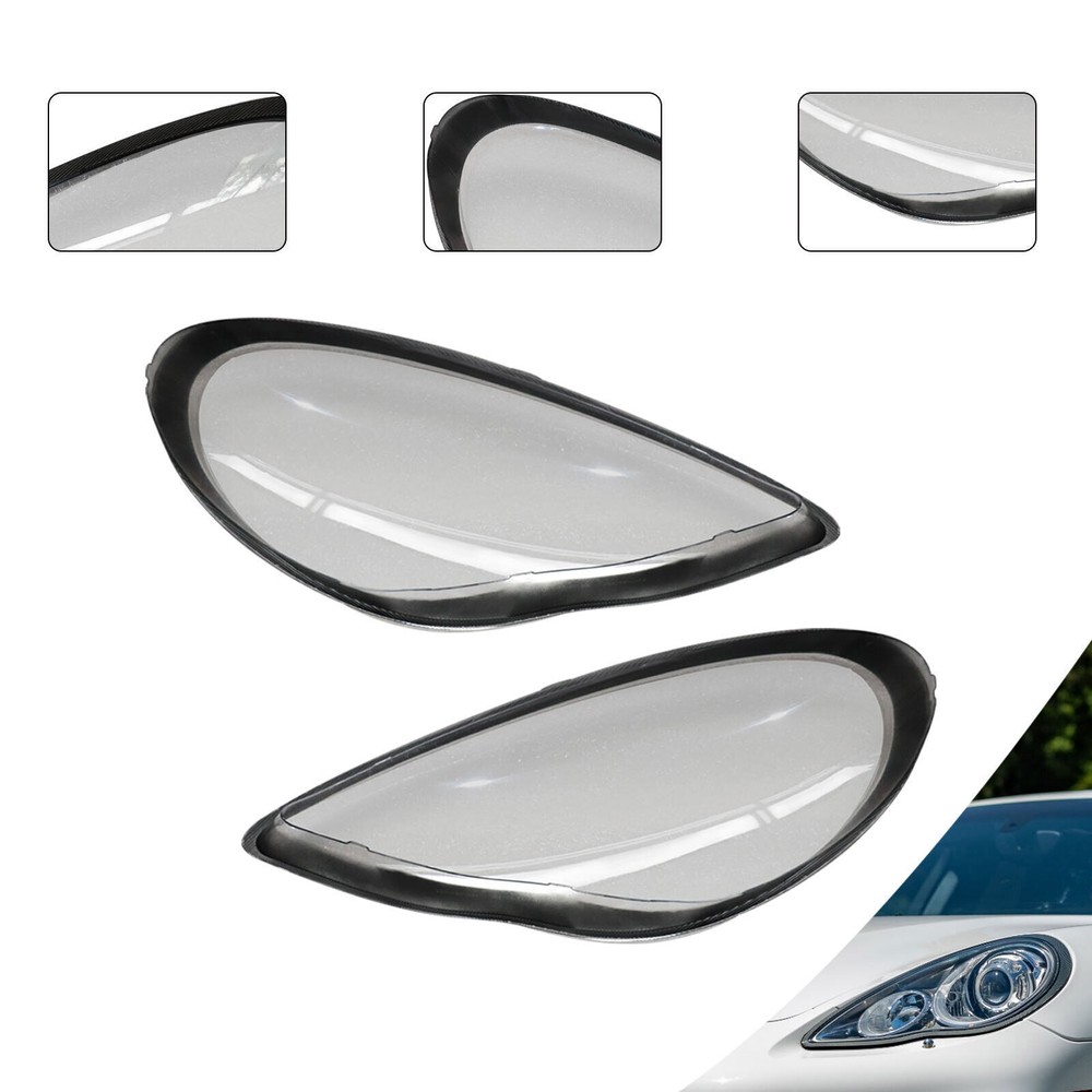 Left Right Headlight Lens Covers Pair Fit Porsche Panamera 2010 2011 2012 2013