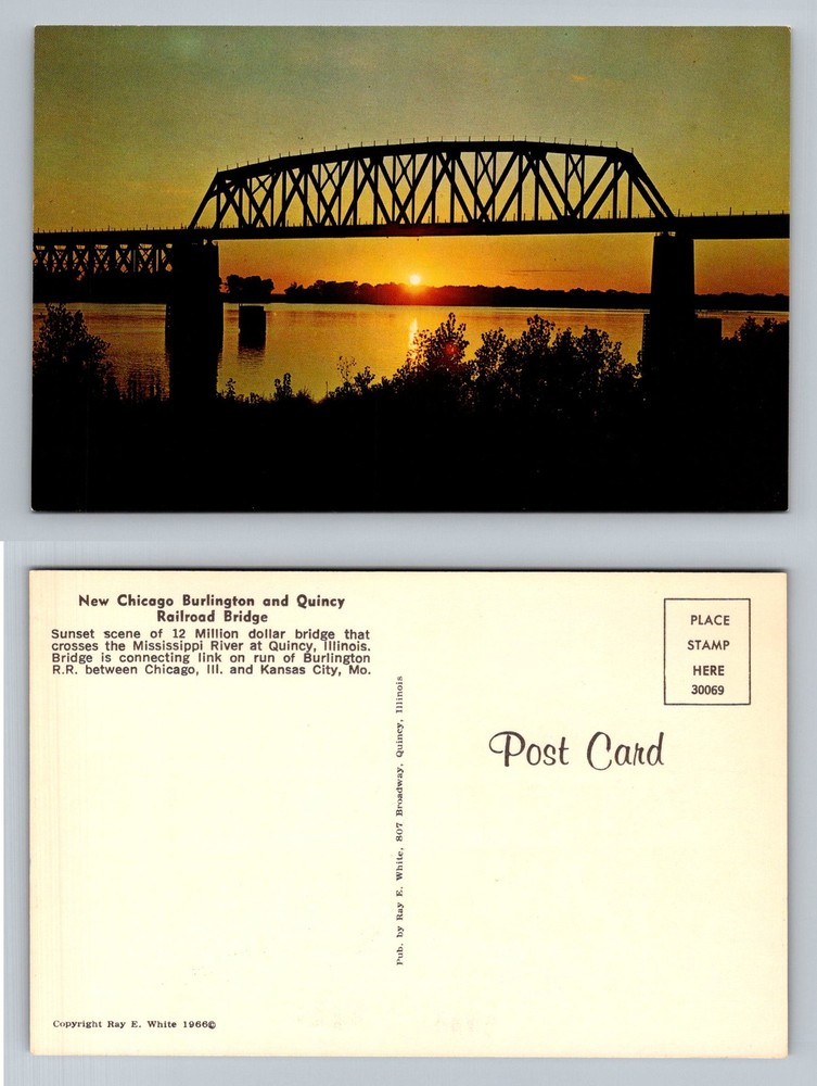 Quincy, IL-Illinois, Chicago Burlington Quincy Railroad Bridge Vintage Postcard
