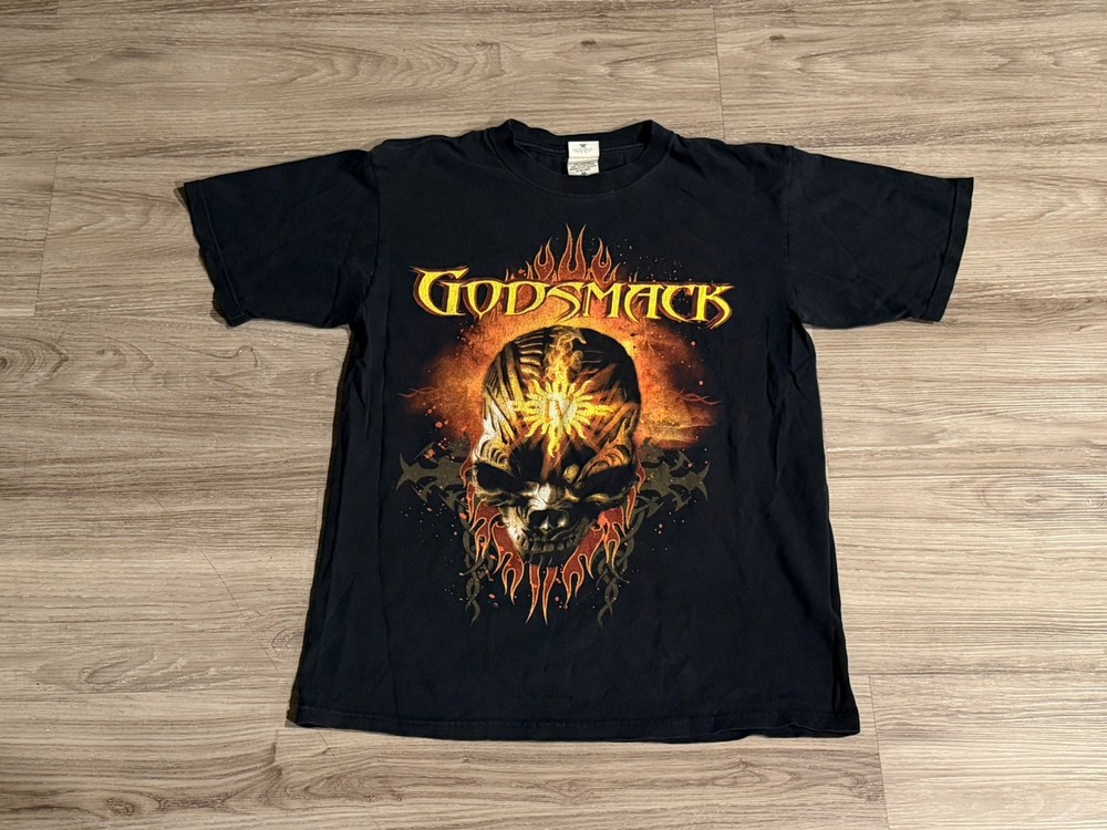Rare Vintage ANVIL Godsmack IV 2006 Album Tour T Shirt 2000s Rock Band Black M