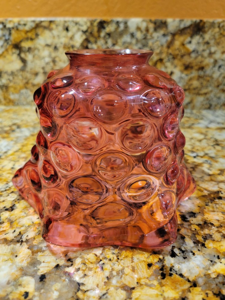 Victorian Cranberry Hobnail Glass Ruffled Gas Lamp Shade #2