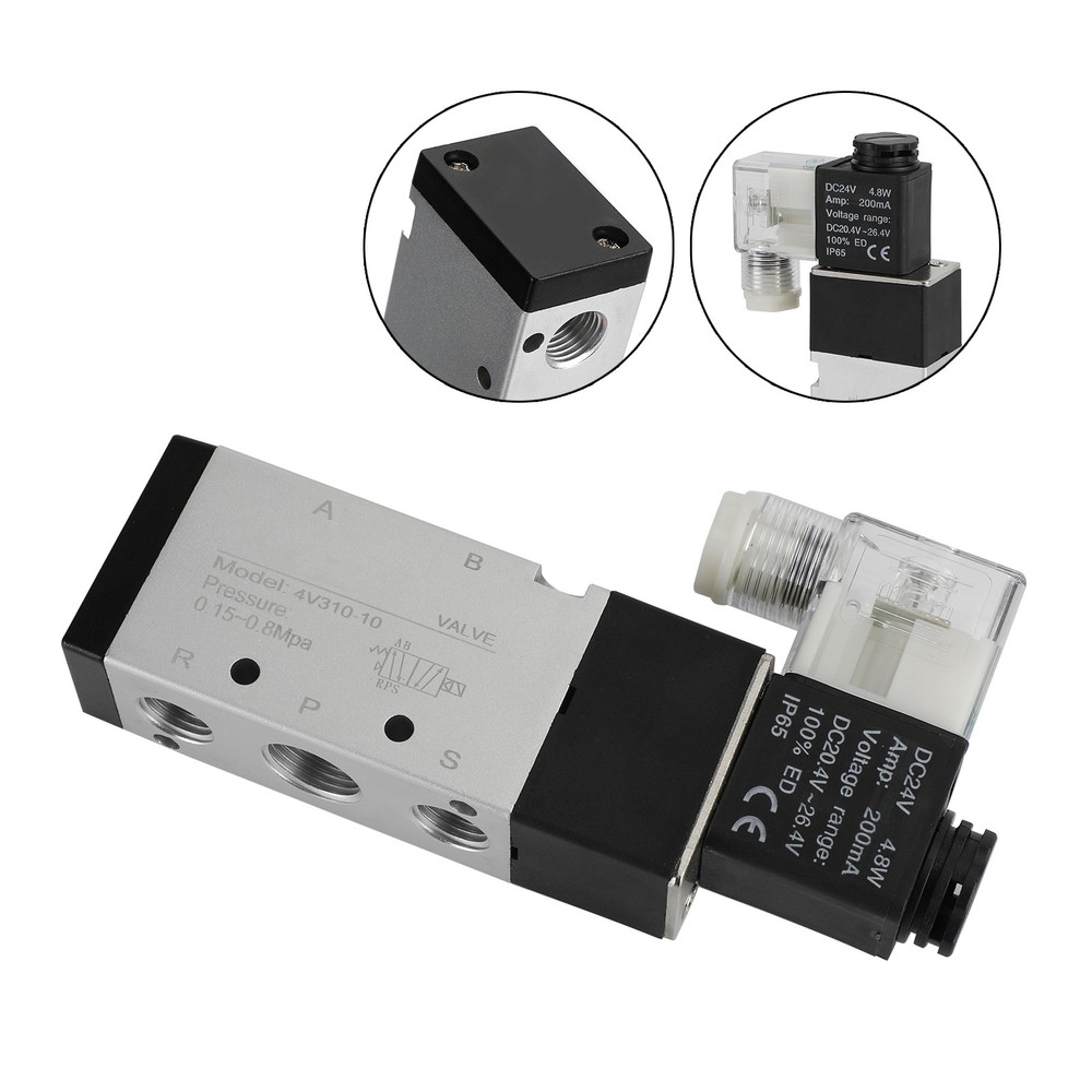 Pneumatic Electric Solenoid Air Valve 4V310-10 DC 24V 2 Position 5 Way PT 3/8