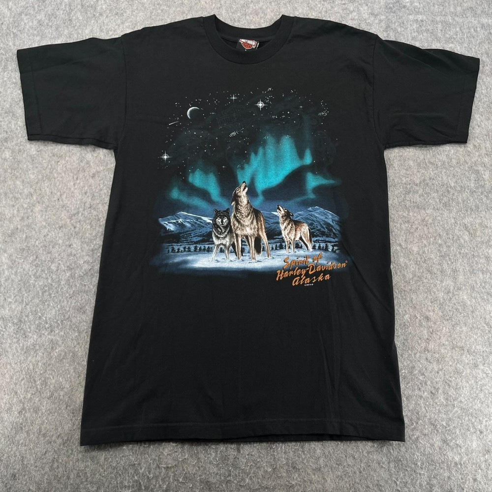 Vintage Harley Davidson Spirit of Harley Davidson Taku Alaska Wolf Mens Size L