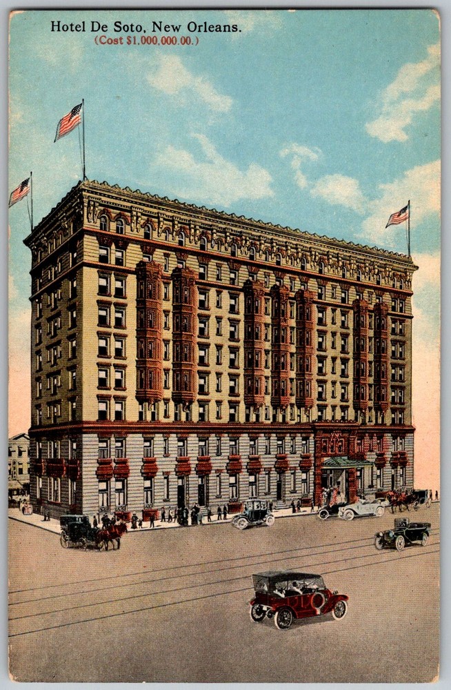 Antique Postcard Hotel DE Soto Exterior New Orleans, LA 1910s
