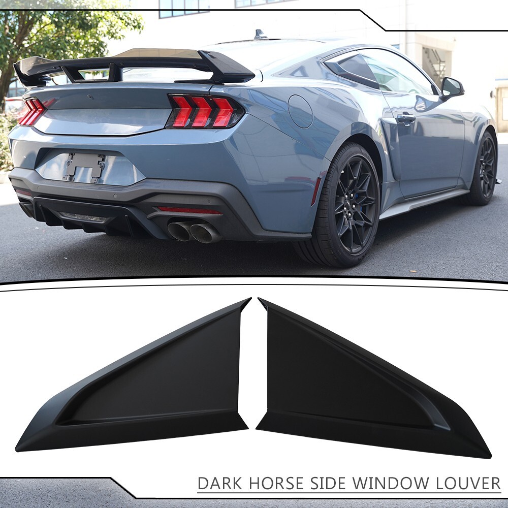 Fit 24-25 Ford Mustang DH Rear Side Window Louver Sun Shade Vent Matte Black ABS