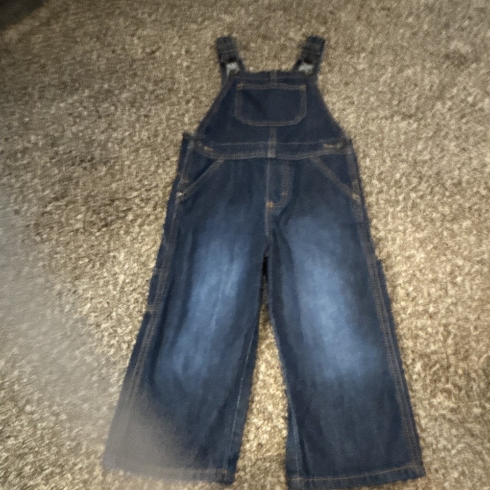 Key Overalls Toddlers Size 2T Blue Jean Denim Carpenter Bibs Adjustable