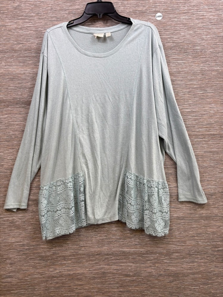 Logo Linens By Lori Goldstein Shirt Womens 2X Long Sleeve Crochet Lace Textured