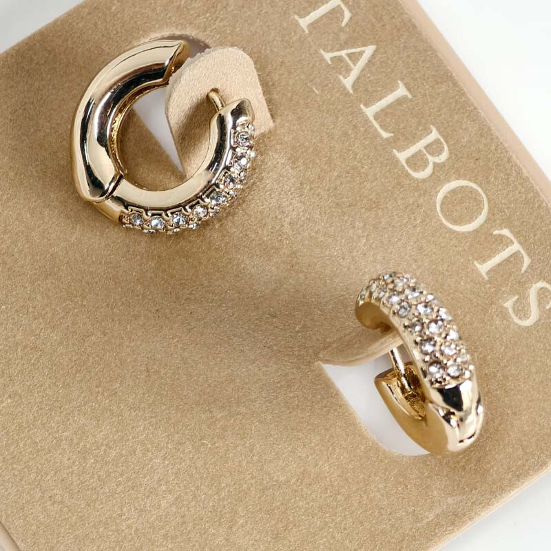 New Talbots Rhinestone Hoop Earrings Gift Fashion Women Party Holiday Jewelry