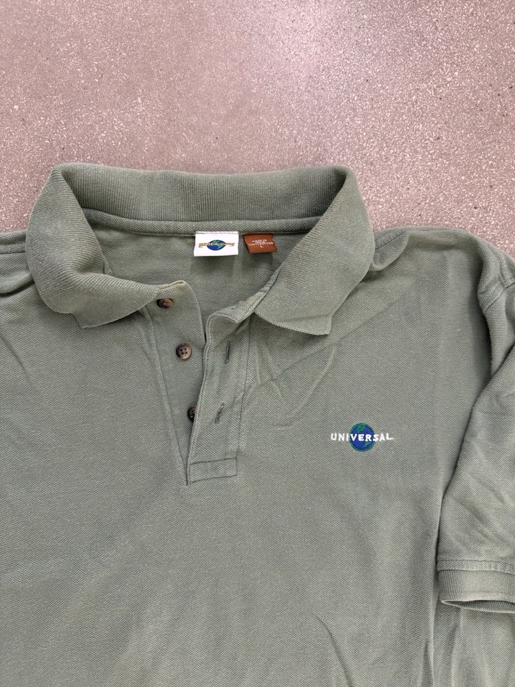 Green Universal Studios Polo Size Large 100% Cotton Vintage