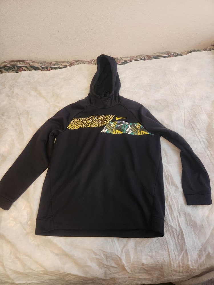 Nike Dri-Fit Graphic Abstract Hoodie Sweatshirt Mens Size XL Black Colorful RARE-image