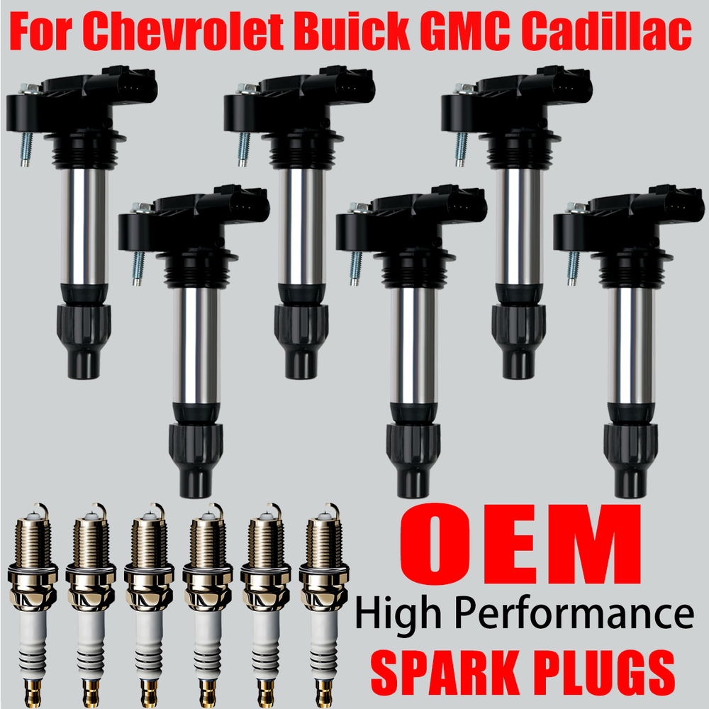 OEM 6X Ignition Coil & 6X Iridium Spark Plug For Buick Chevy Cadillac 3.6L UF569