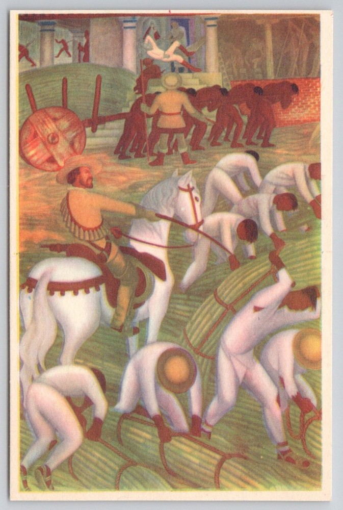 Diego Rivera Fresco Postcard - Cutting Sugar Cane, Cuernavaca Mexico