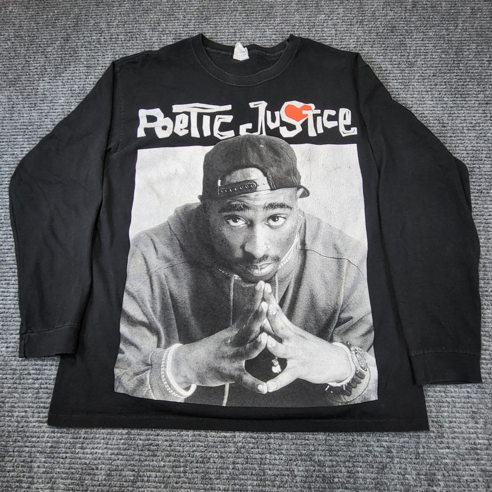 Poetic Justice Tupac Shakur Shirt Men's Large Long Sleeve T-shirt Vtg Y2k Logo
