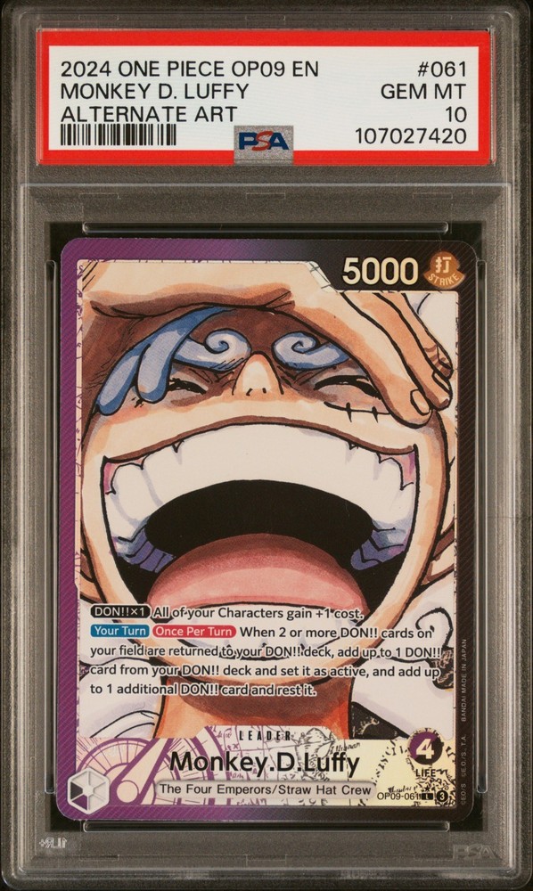 2024 One Piece Monkey D.luffy Alt Art Op09-Emperors In The New World #061 Psa 10RCH IS ACCEPTING CONSIGNMENTS! UP TO 95% PAYOUTS!