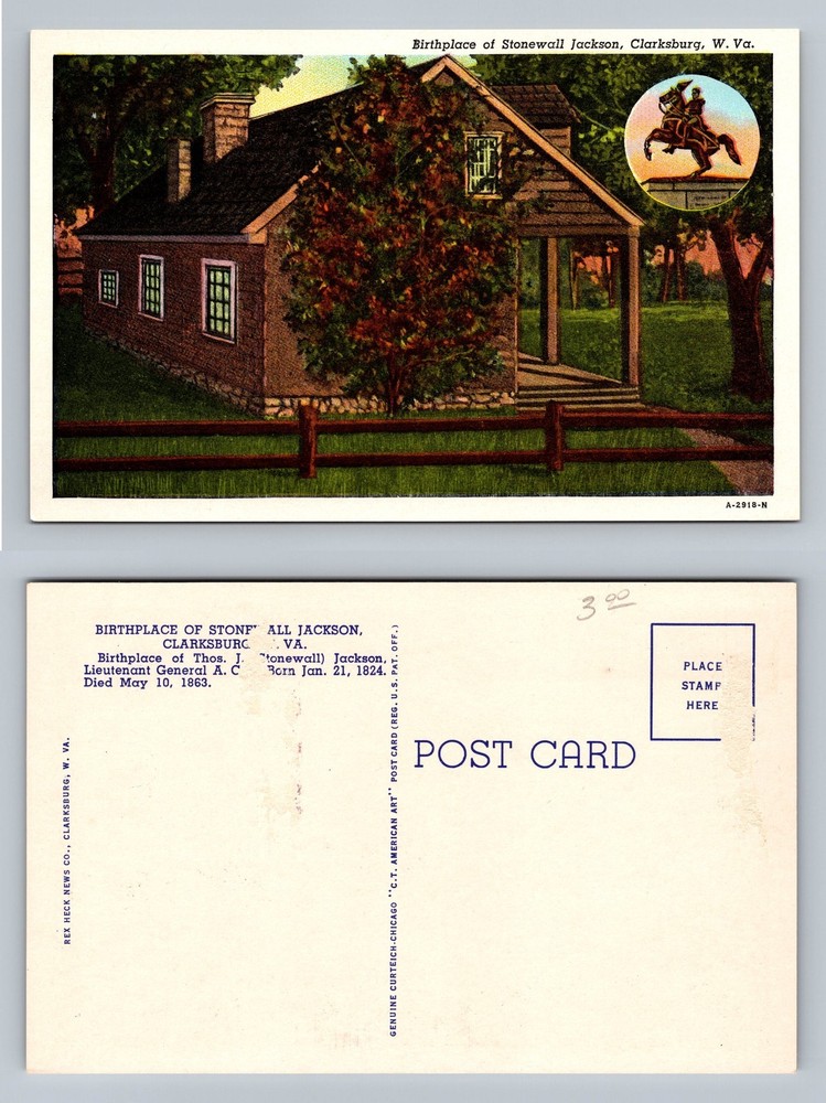 Clarksburg, WV-West Virginia, Stonewall Jackson Birthplace Vintage Postcard