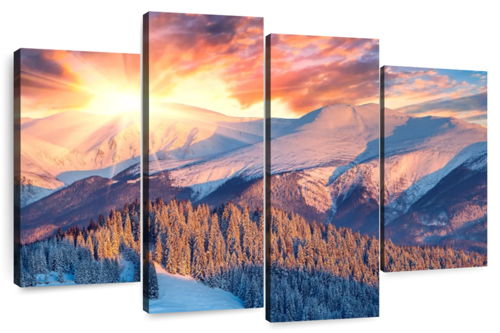 Snowy Mountain Sunrise Wall Art