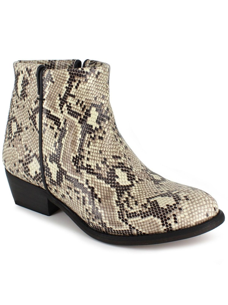 ZIGI ARTISAN Womens Beige Snake Lissa Block Heel Booties Size 7 M Almond Toe