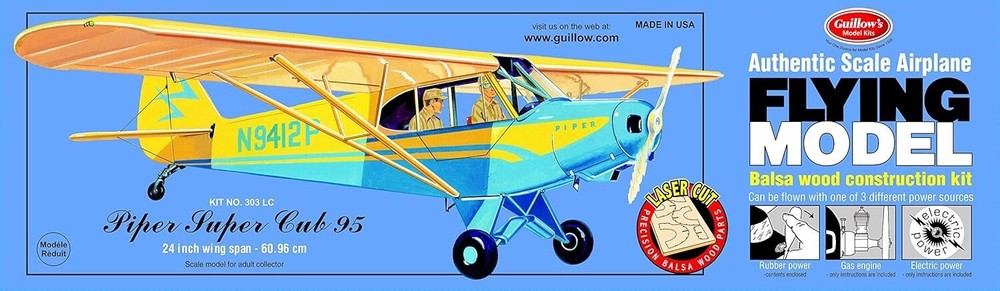 Precision Laser Cut Piper Super Cub Model Airplane Kit for Ages 14 and Up  