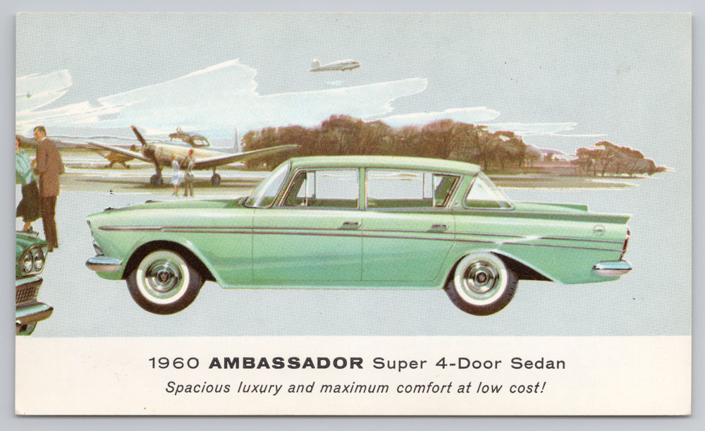Postcard Advertising 1960 AMC Ambassador Super 4-Door V-8 Sedan