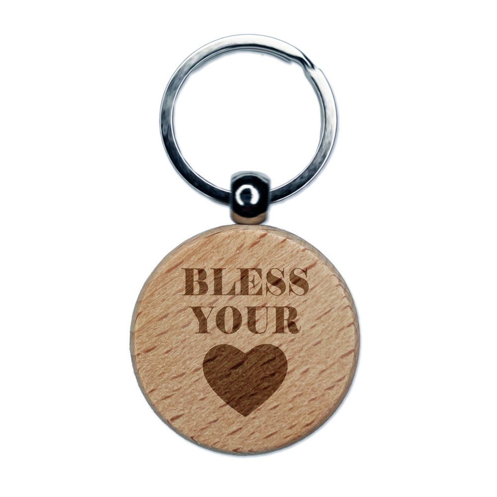 Southern Bless Your Heart Engraved Wood Keychain Charm