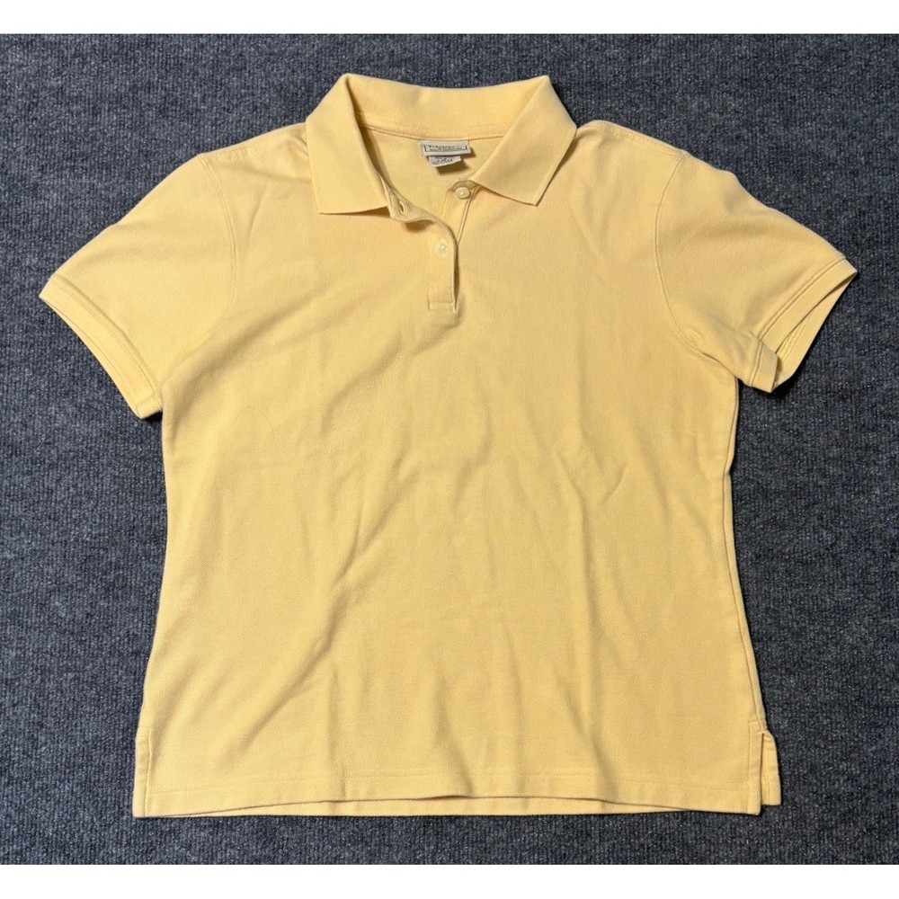 Womens L.L.Bean Yellow Short Sleeve Cotton Polo Shirt Size S