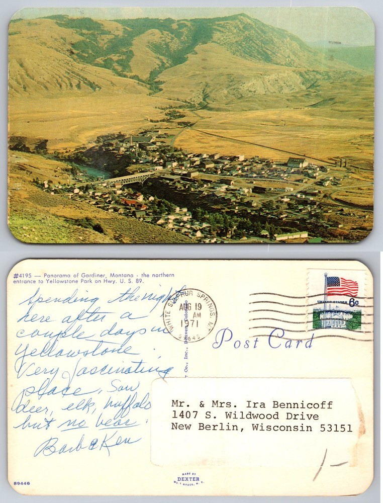 Panorama Gardiner Montana Yellowstone Gateway Postcard