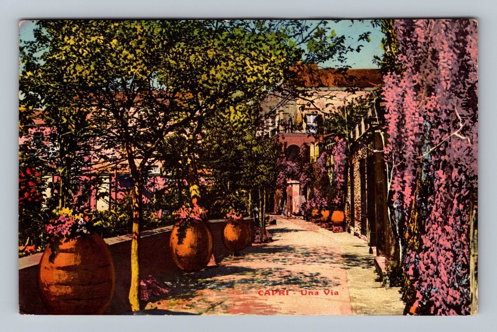 Italy- Capri Una Way Standard Souvenir Postal Card Old View PC Vintage Postcard
