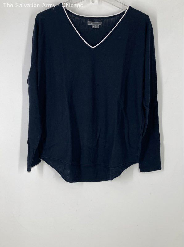 Vince Womens Dark Blue V-Neck Long Sleeve Pullover Sweater Size Small