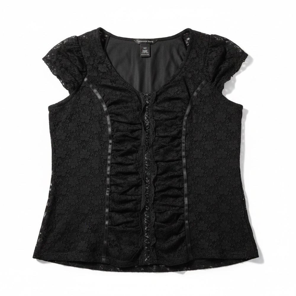 Lane Bryant Y2K Top Womens 14/16 Black Lace Whimsigoth Fairy Grunge Romantic