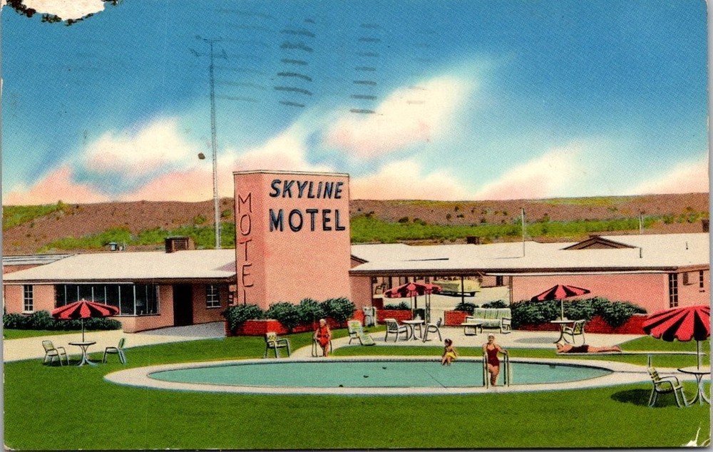 1961 Skyline Motel Mineral Wells Texas Vintage Postcard Swimming Pool