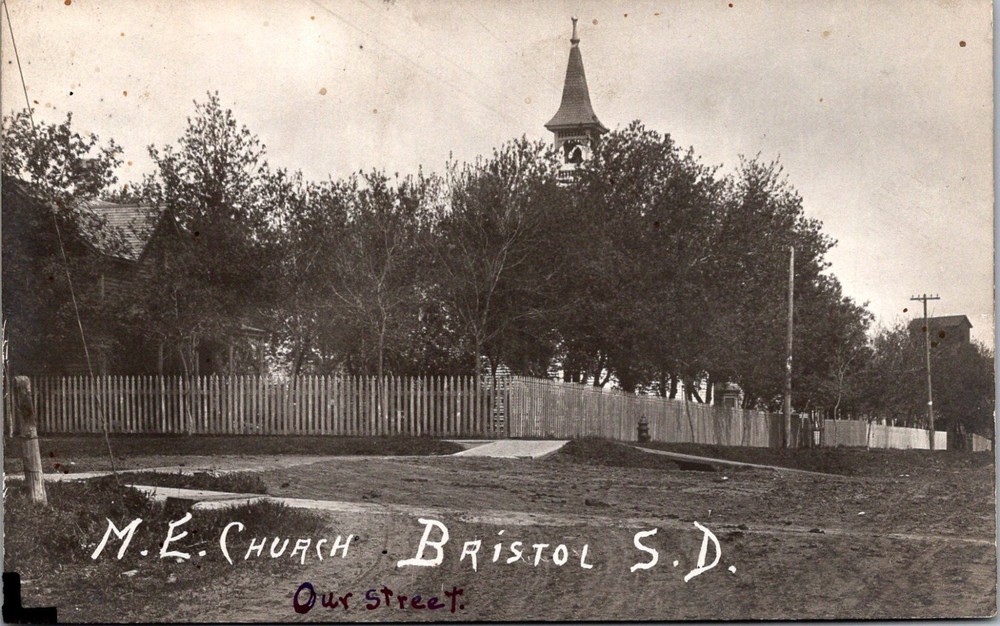Bristol South Dakota Methodist Episcopal M.E. Church Day County 1909 RPPC  33287