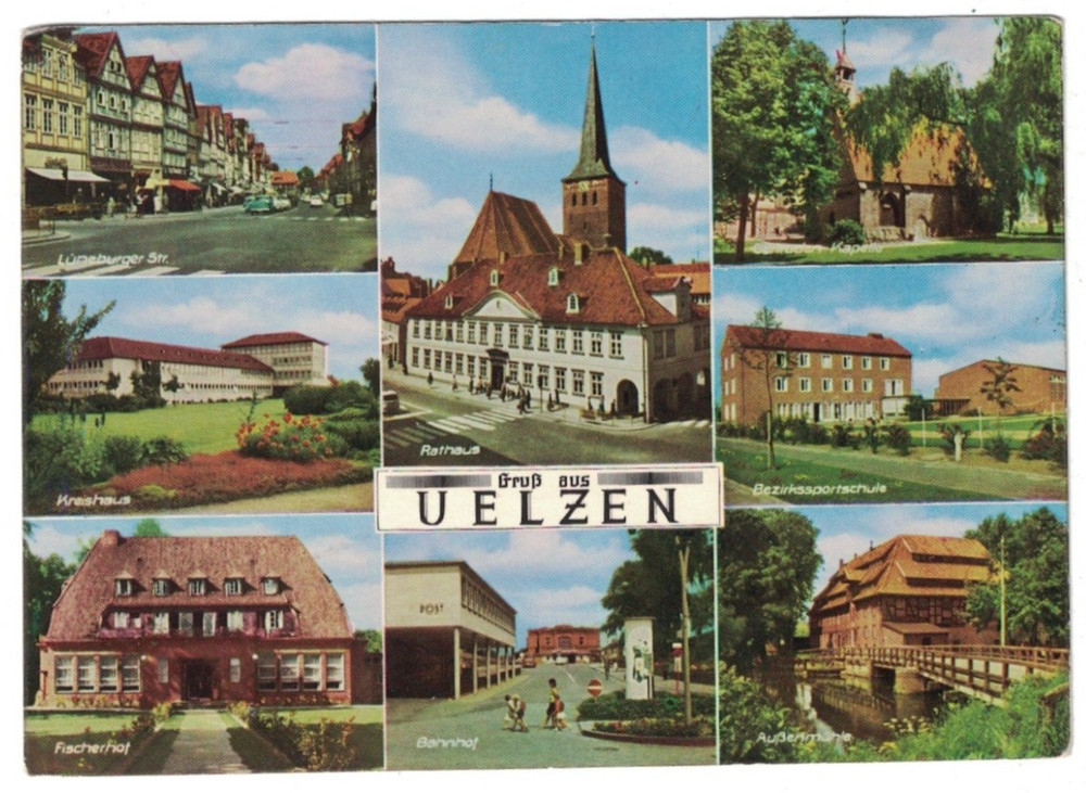 Vintage 1966 Gruss Aus Uelzen Germany Multi-View Postcard