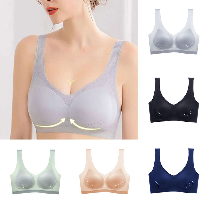 Women Ultra-thin Ice Silk Seamless Bra 3D Soft Bralette Mesh Full Wrap Underw