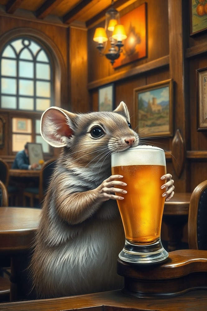Mouse Beer Pub Fantasy Art Print 4x6 High Quality Photo