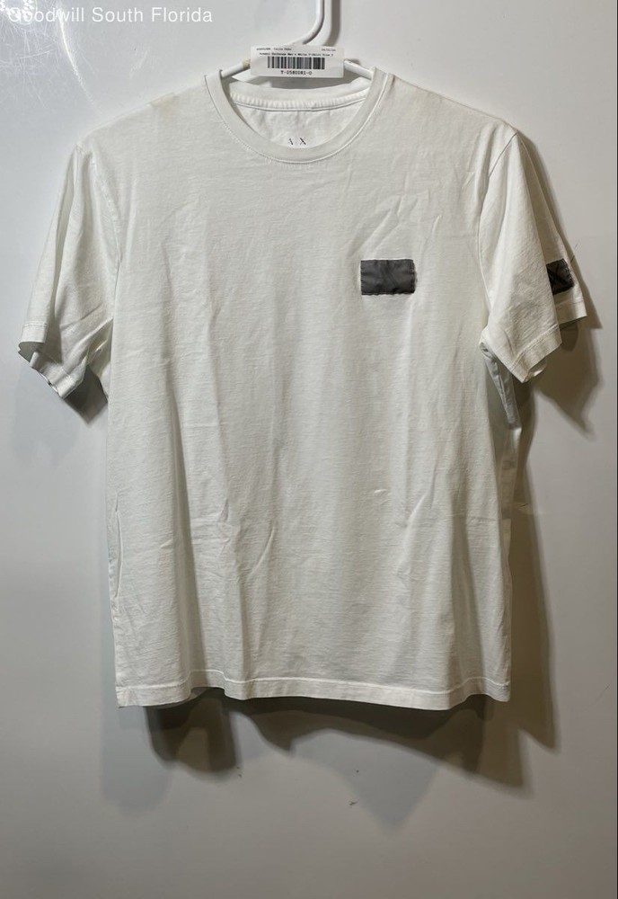 Armani Exchange Mens White Cotton Short Sleeve Crew Neck Pullover T-Shirt Size S