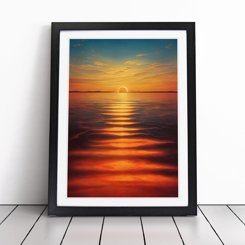Unforgettable Ocean Sunset Wall Art Print Framed Canvas Picture Poster Decor