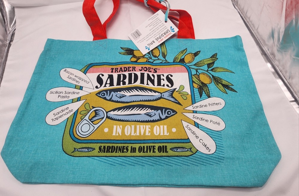 Brand New Trader Joe's Reusable Canvas Sardine Bag Limited Edition NWT
