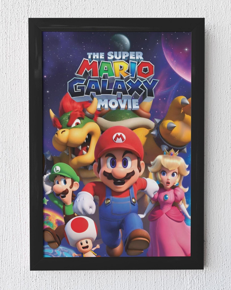 Super Mario Galaxy Movie Poster Nintendo Gamer Room Wall Art Decor