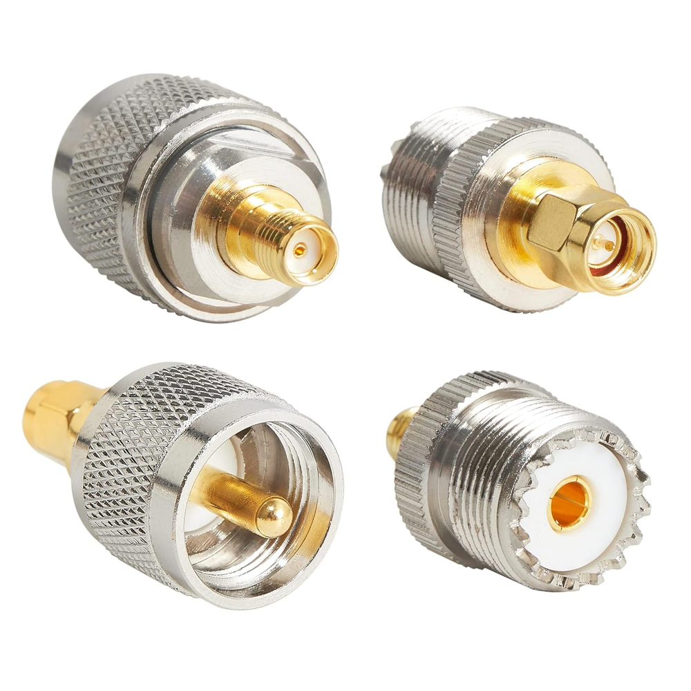 4Pc SMA - UHF FR Coaxial Connector Kit SMA to PL259 SO239 UHF VHF Crimp Coax Ada