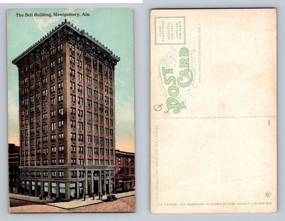 Montgomery, AL-Alabama, Bell Building Downtown High-Rise Vintage Postcard