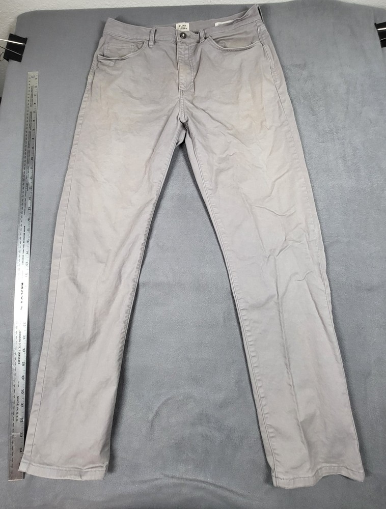 Flint and Tinder 365 Pant Men 33x29 Gray Slim Fit Canvas Stretch Chino Huckberry