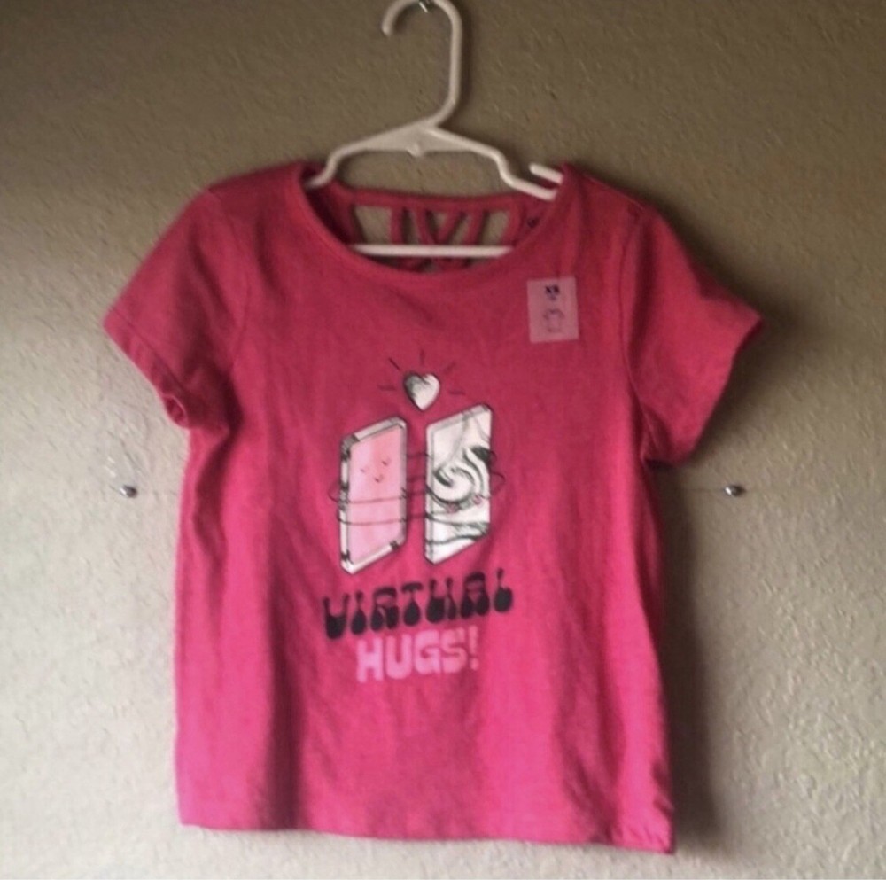 New Old Navy Shirt Girls Pink Short Sleeve Shirt Top Graphic Tee Shirt Size XS 5