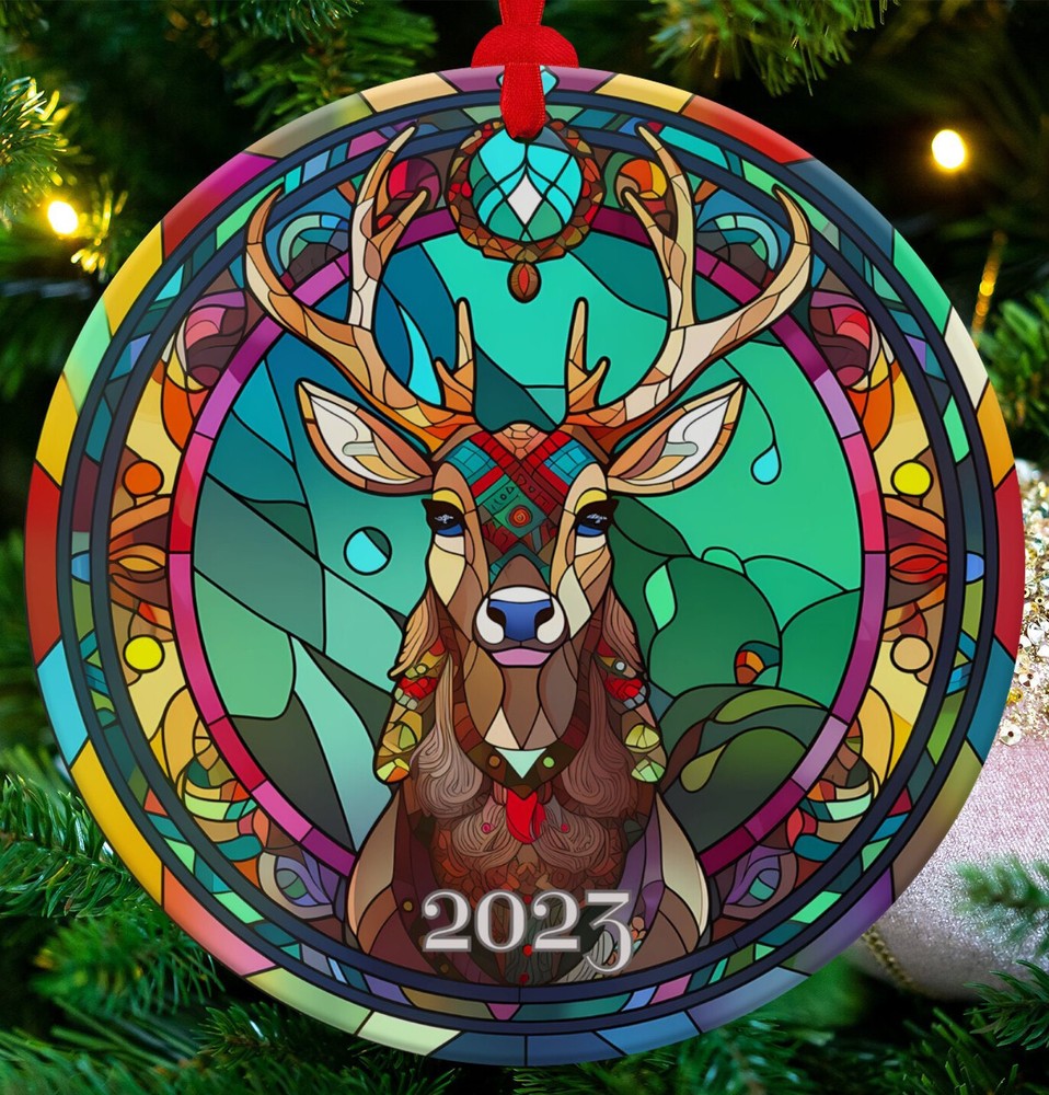 Ceramic Deer Ornament Reindeer Ornament Christmas Decoration Holiday Gift Idea