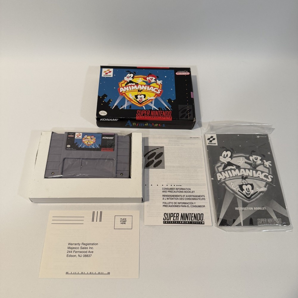 Animaniacs Nintendo Super Nintendo SNES Platformer Video Game CIB Konami