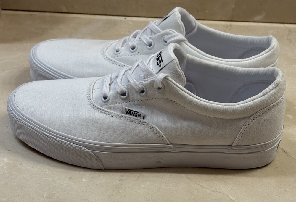 Vans White Canvas Sneakers Lace Up Casual Shoes US 9